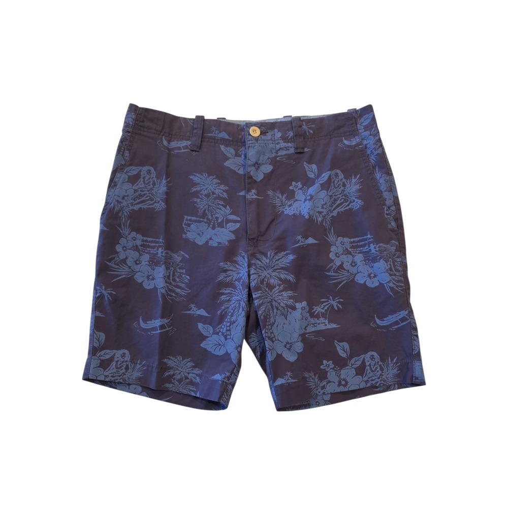 Casuals Roundtree & Yorke Hawaiian Shorts Mens 32 Blue Floral Island Print Chino